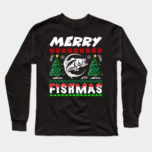 Merry Fishmas T-Shirt Design Long Sleeve T-Shirt